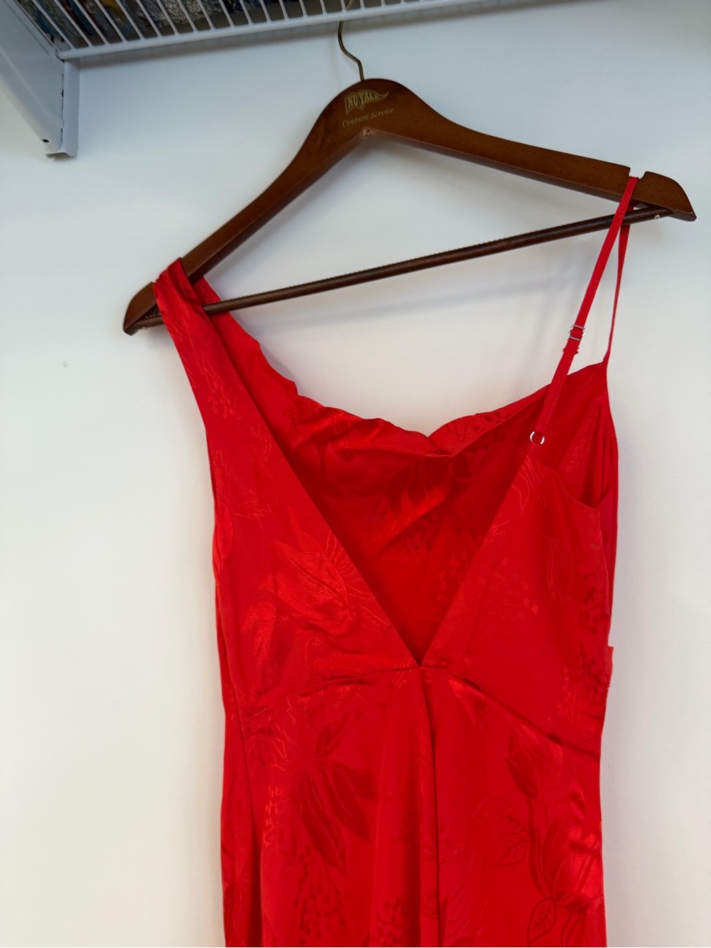 Lovers + Friends Red Satin Slip Midi Dress with High Slit - Picture 5 of 8